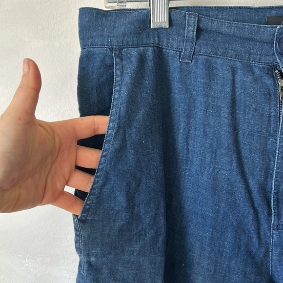 COS size 4 cotton capri cropped pants denim blue high rise summer - Picture 6 of 8